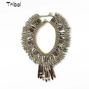 Vintage Tribal Bib Necklace